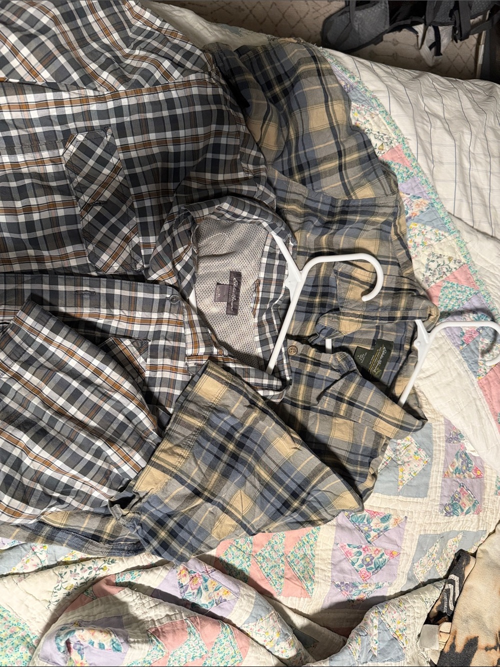 Eddie Bauer Plaid Button-Down Shirt in Blue, Gray, Brown